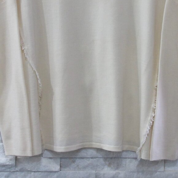 Ralph Lauren Collection Ivory Merino Wool Oversized Fringed Sweater L - Picture 3 of 7